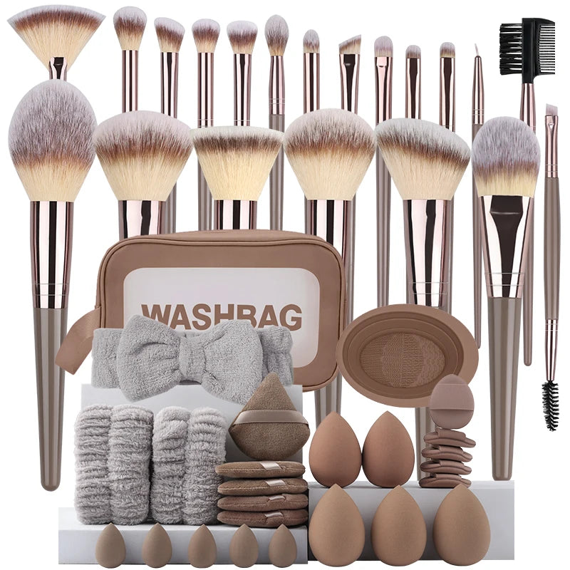 Professional 3-20pc USA-Made Makeup Brush Set - Goat & Synthetic Hair