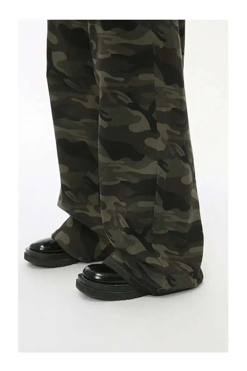 Vintage Camouflage Wide-Leg Men's Jeans