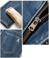2025 Winter New Men's Fleece Thickened Jeans Retro Blue Hot Straight Casual Pants Stretch Premium Velvet Warm Denim Pants