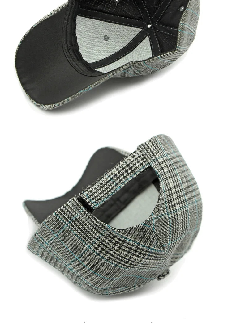 Unisex Checkered Baseball Cap with Adjustable Strap