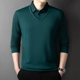 Men's Contrast Polo Shirt – Relaxed Long Sleeve Layered Look