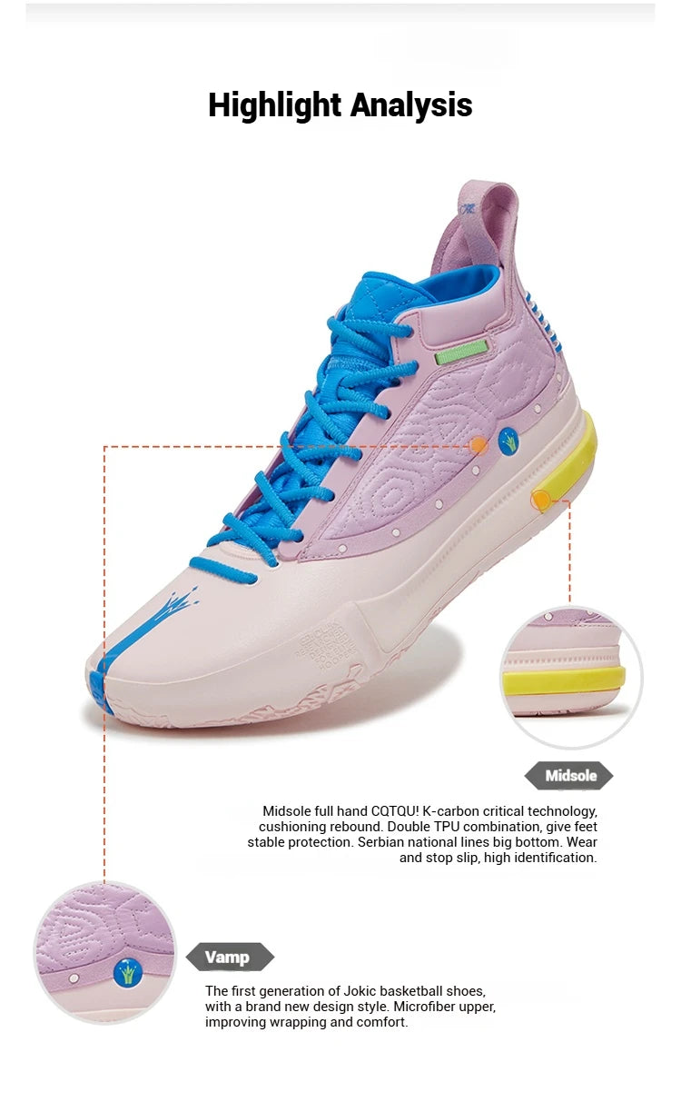 361 Degrees Joker 1 Men's Basketball Shoes High-top Breathable Shock-Absorbing Non-slip Wear-resistant Male Sneakers 672511104F