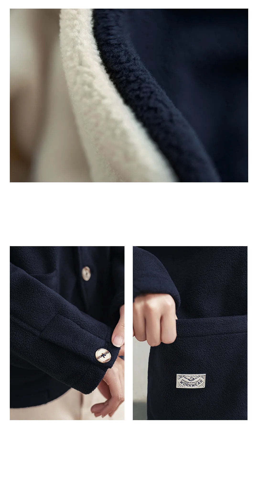 Maden Women's Fleece Lapel Warm Jacket 290gsm Single-breasted Solid Color Casual TOPs Coat for Autumn Winter Outwear