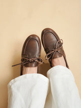 Women's Genuine Leather Moccasin Boat Shoes | Elegant Flats