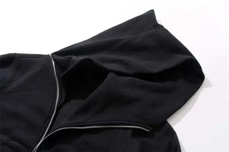 Harajuku Streetwear Zippered Cloak Hoodie