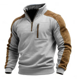 Men’s Stand Collar Patchwork Sweatshirt