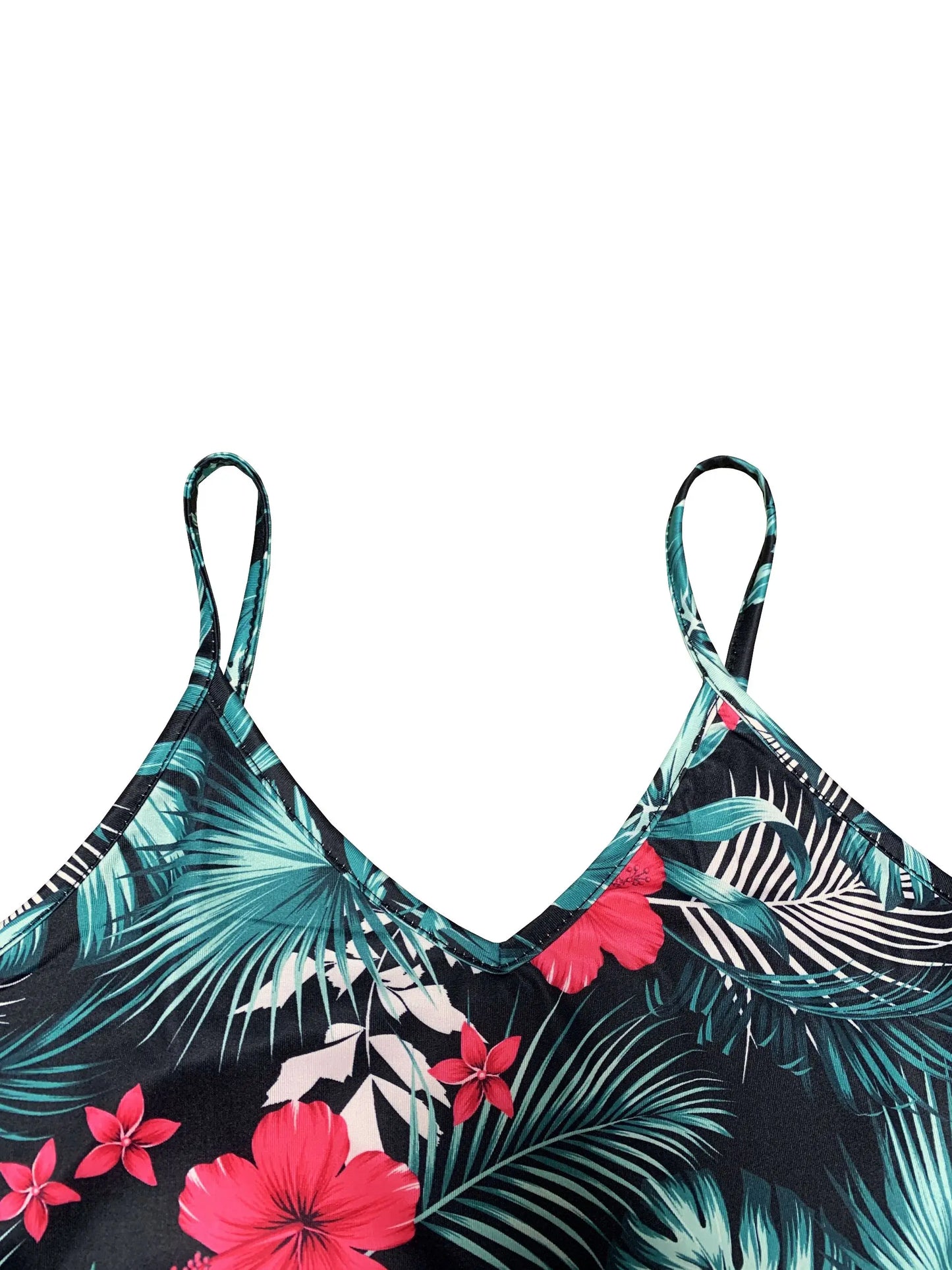 Tropical Print V-Neck Summer Maxi Dress
