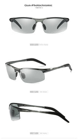 SZTZX Aluminium Rimless Outdoor Sport Photochromic Sunglasses Men Polarized  Anti-UV Driving Fishing Glasses Cycling Goggle