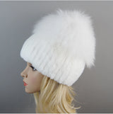 Women's Luxury Rex Rabbit & Fox Fur Beanie Hat
