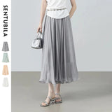 Sentubila Flowy A-Line Skirt – Iridescent Sheen