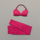2Pcs HISTELLO Seamless Yoga Sports Set for Women Resistant Backless Bra Pilates Fitness Workout Running Leggings Gym Suit