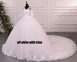 Pure White Wedding Dresses Elegant Boat Neck Ball Gown Simple Vestido De Noiva Plus Size Robe De Mariee