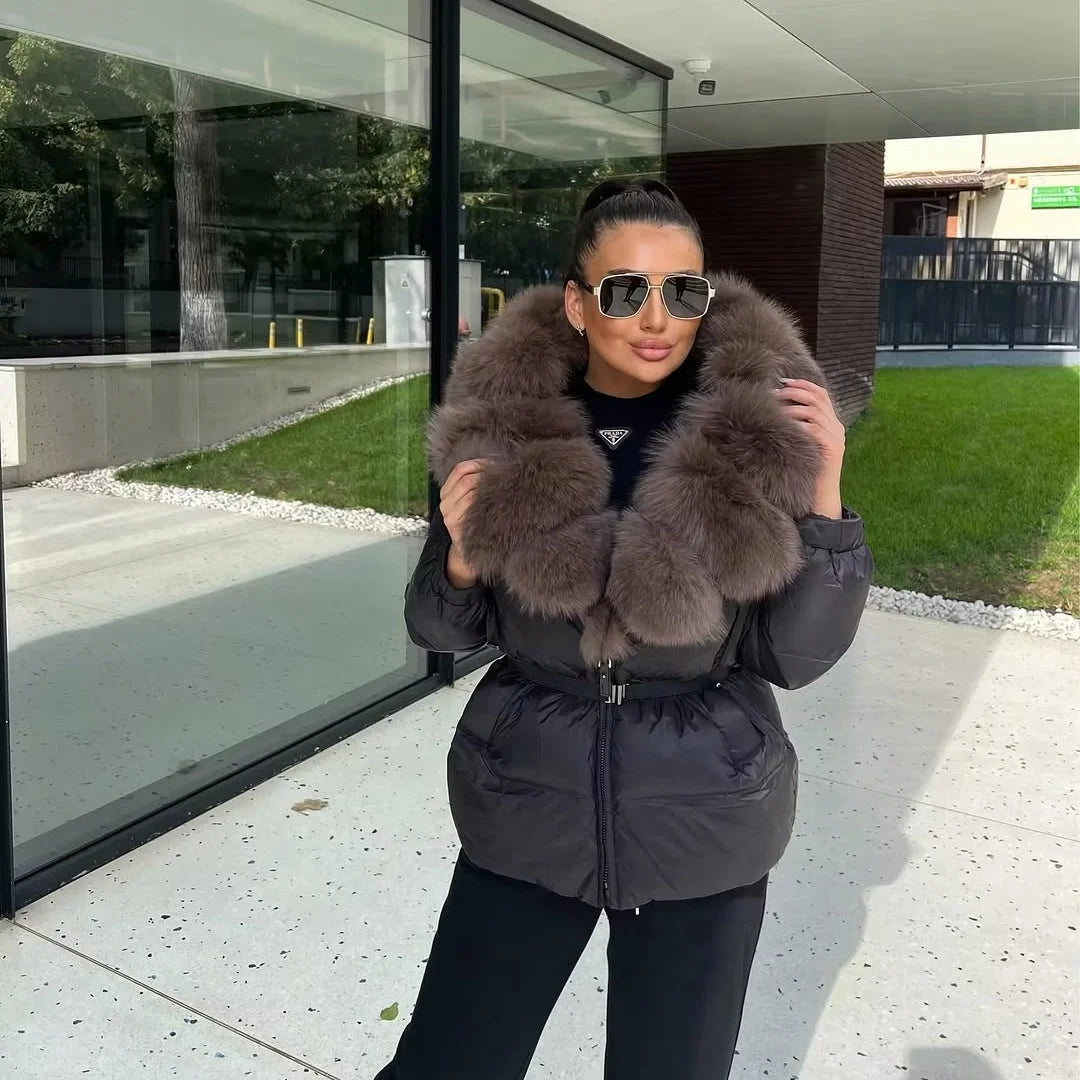 Real Fox Fur Hooded Duck Down Puffer