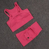 Fitness Shorts Yoga Sets Women's Tracksuit High Waist Sportswear Bra Workout Leggings Cycling Gym Shorts Sports Suit With Pocket
