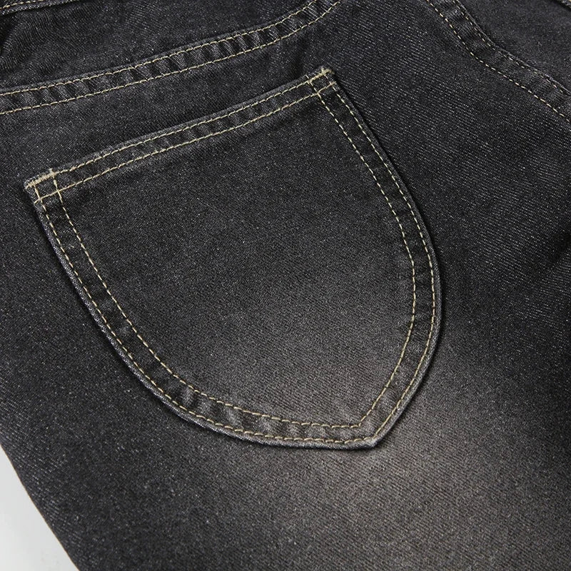 Weekeep Floral Embroidery Low Rise Flared Jeans Women