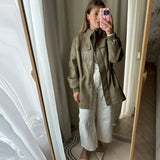 Adjustable Waist PU Leather Jacket