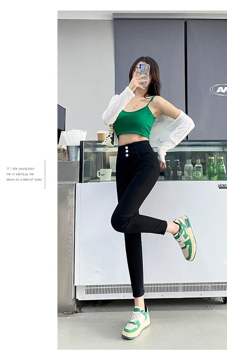 Women's High Waist Stretch Jeans – Slim Denim Pants
