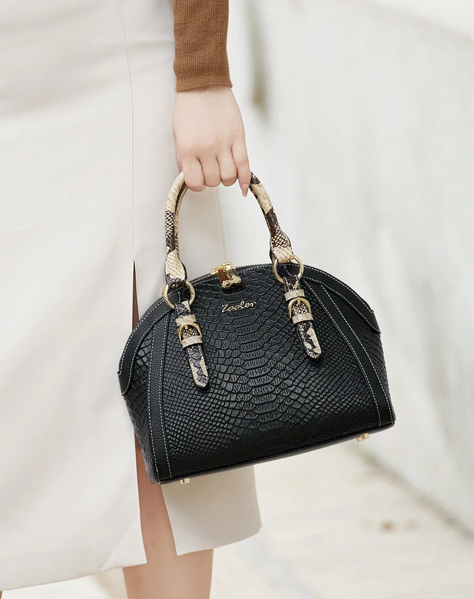ZOOLER Women First Cow Genuine Leather Handbag Elegant Single Shoulder Bag Business Women Large Purses Saddle Black New#YC336