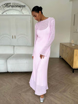 Elegant O-Neck Knit Maxi Dress