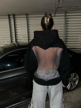 Women's Rhinestone Backless Oversized Hoodie