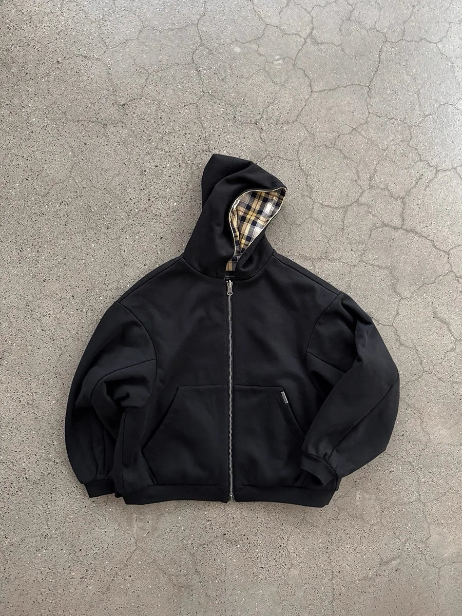 Korean Dark Simple Wear on Both Sides Zip Up Sweatshirts New Popular Necessary Breathable Solid Long-Sleeves Aesthetic Clothes
