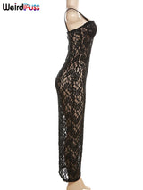 Sheer Lace Bodycon Maxi Dress
