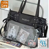 Italife Luxury Large Ita Bag with Ribbon ACG Display Women Blue Big Clear Shoulder Bag with Pin Insert Girl Pink Itabag Bow H201