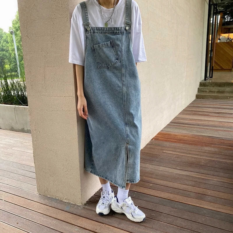 Women's Denim Spaghetti Strap Overall Dress