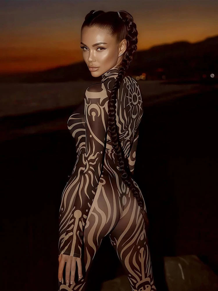 Urban Print Turtleneck Bodysuit