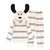 Cute Girl Cartoon Puppy Hooded Coral Fleece Pajamas Set Women's Winter New Thickened Large Size Loungewear Pajamas for Women