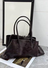 Retro Crocodile Pattern Large Capacity Tote Bag Design Women's Pleated  Leather Shoulder Bag Female Daily Commuter Bag 2025