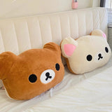 Rilakkuma Plush Bed Headrest Cushion For Dorms Soft Stuffed Bunk Bed Backrest Pillow Cute Decor For College Student Bedrooms