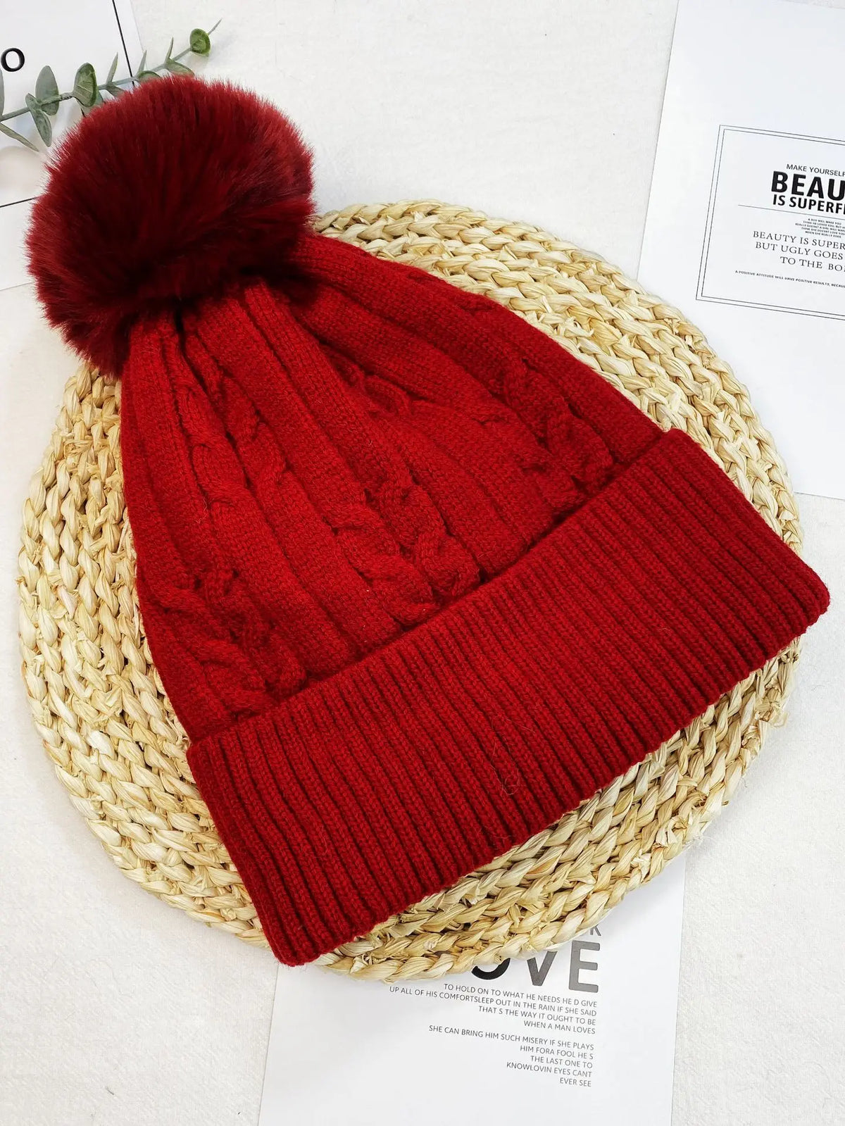 Women warm beanie hat men Plush and thickened cap winter ear protection high-end ski hat warm big head knit hat women's winter