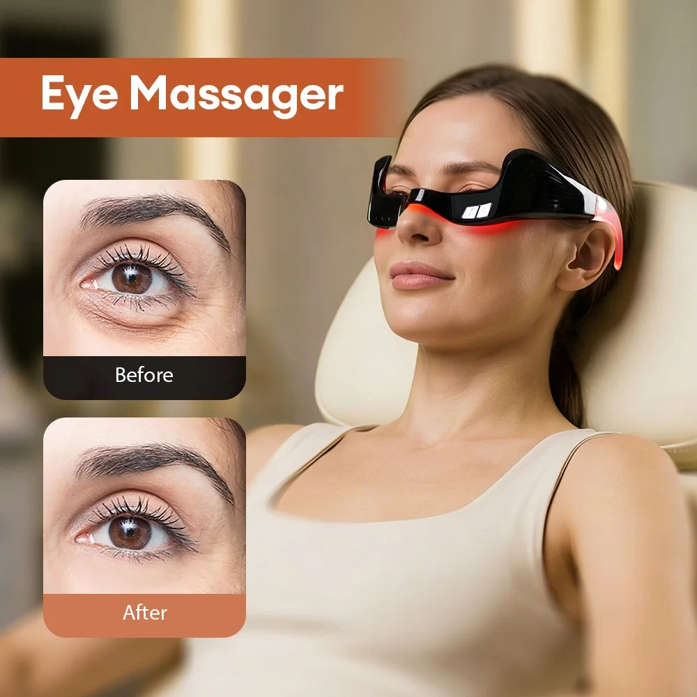 Electric Eye Massager Under-Eye Glasses Massager Eye Fatigue Relief Massager Red Light Relieves Eye Fatigue Eyes Massage Glasses
