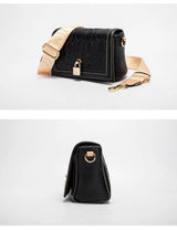 CH Crossbody Bag For Women Luxury Monogram Leather Handbag Fashion Wide Strap Shoulder Bag Elegant Lock Flap Bag For Daily Use