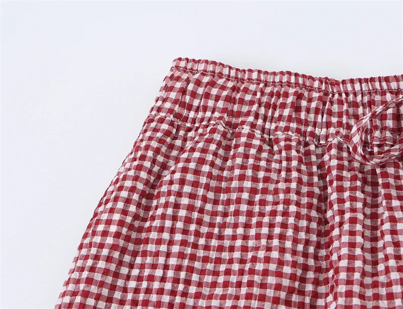 Women's Plaid Drawstring Lantern Pants