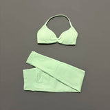 2Pcs HISTELLO Seamless Yoga Sports Set for Women Resistant Backless Bra Pilates Fitness Workout Running Leggings Gym Suit