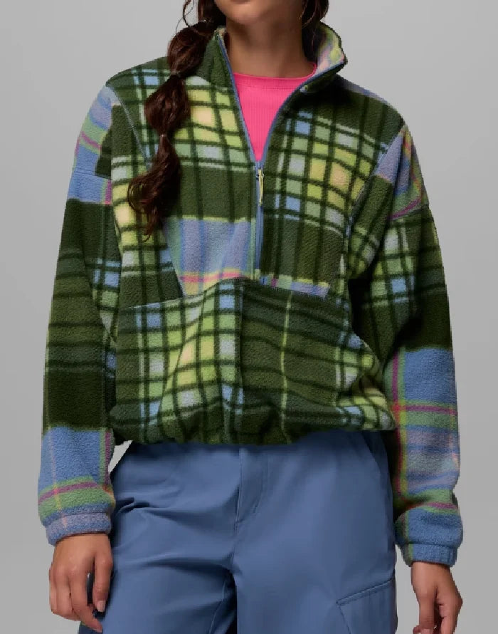 Women's Plaid Fleece Half-Zip Sweatshirt