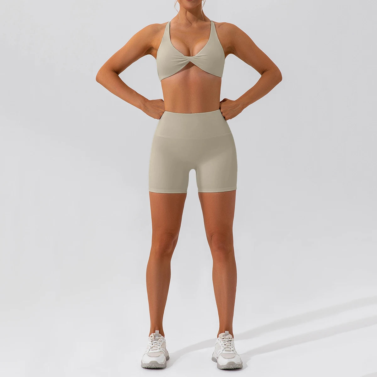 2-Piece Women's High-Waist Yoga Set – Seamless Long Sleeve Workout Suit