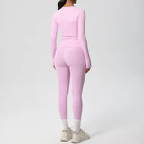 2 PCS Sportswear Yoga Set Gym Clothes Yoga Suits For Women Fitness Set Tracksuits Sports Long Sleeve Crop Top Gym Leggings