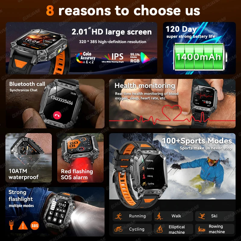 2026 Military-Grade Outdoor Sports Smartwatch 1400mAh