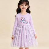 New Girls Dress Spring Autumn Kids Long Sleeve Princess Dress For Children Fashion Clothes Baby Birthday Party Clothing Unicorn