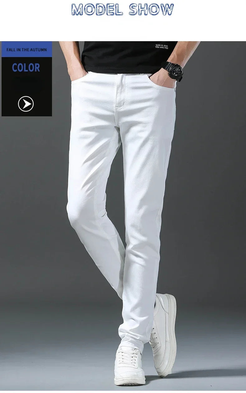 Men's Slim-Fit Cotton Jeans – Crisp White