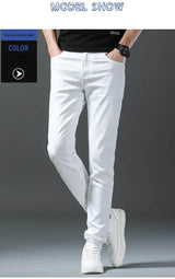 Men's Slim-Fit Cotton Jeans – Crisp White