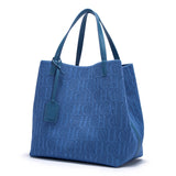 CHCH Tote Bag New Large Capacity Black Simple Knitted Shopping Bag 27*20*28cm