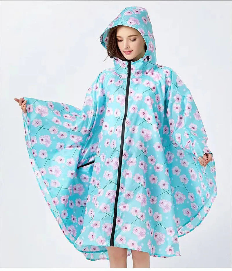Women's Elegant Waterproof Poncho Raincoat – All Sizes