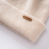 100% Cashmere Beanie Hat – Unisex Knit Winter Cap