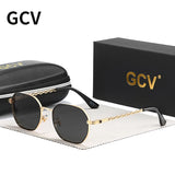 GCV Brand Classic Retro Women's Rectangular Square Metal Frame Glasses, Sunglasses, Polarizer Lenses，Box Oculos De Sol Gafas