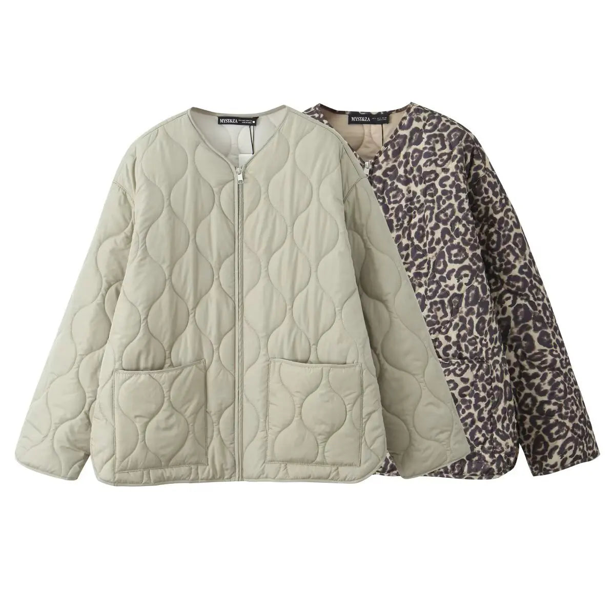 Casual Full-Zip Cotton Jacket – Autumn/Winter Fashion Coat with Curled Edge