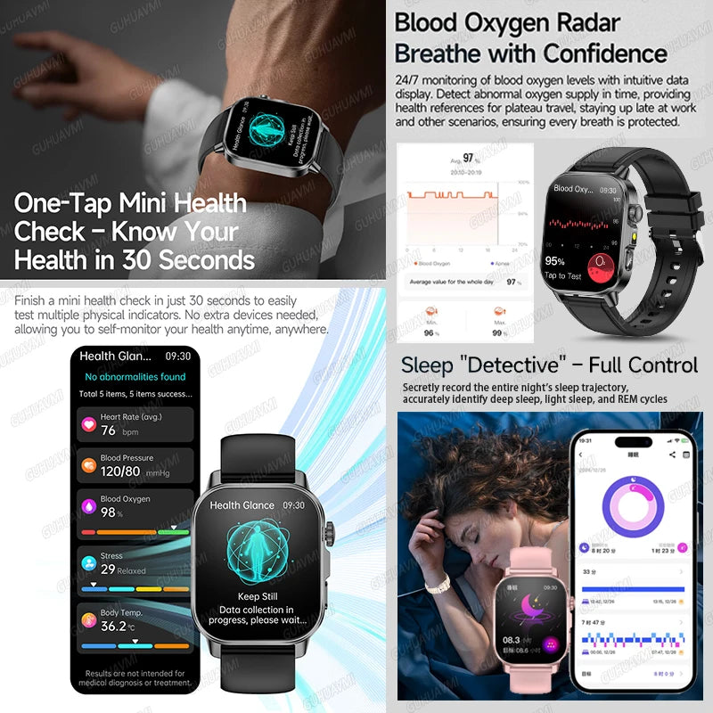 2026 New ECG+PPG Healthy Diagnose Smart Watch Men Body analysis Blood Pressure Lipid Uric Acid Women's Health Tracker Smartwatch